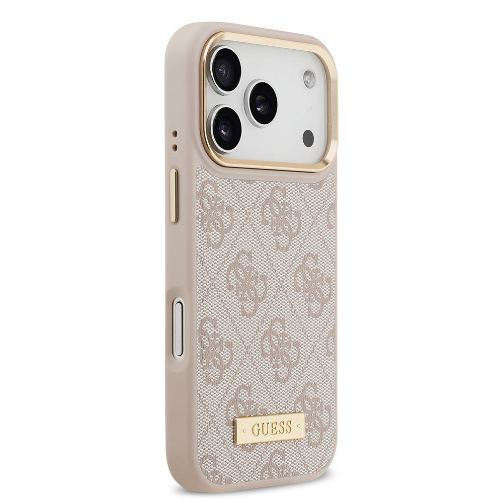 Guess iPhone 17 Pro Orjinal Lisanslı M-safe Şarj Özellikli 4G Desenli PU Metal Plaka Klasik Logolu Kılıf Guess iPhone 17 Pro Orjinal Lisanslı M-safe Şarj Özellikli 4G Desenli PU Metal Plaka Klasik Logolu Kılıf